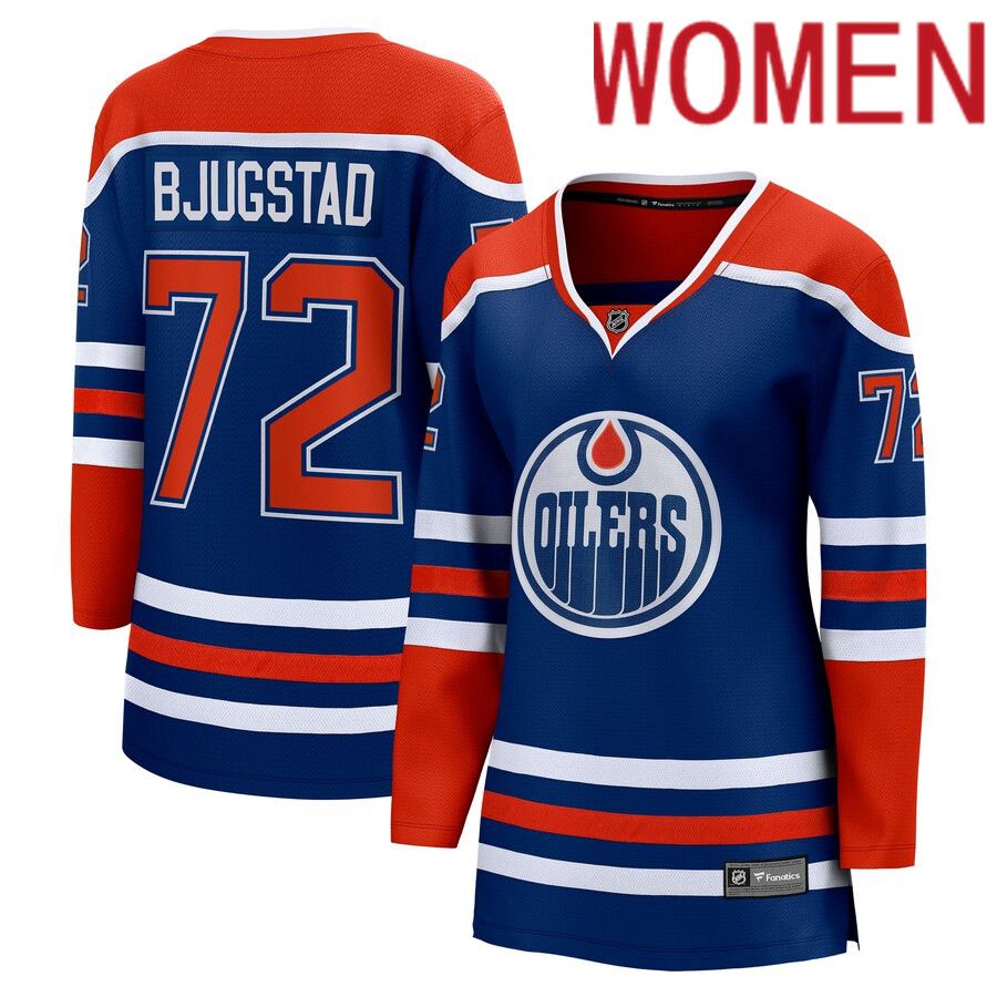 Women Edmonton Oilers 72 Nick Bjugstad Fanatics Branded Royal Home Breakaway NHL Jersey